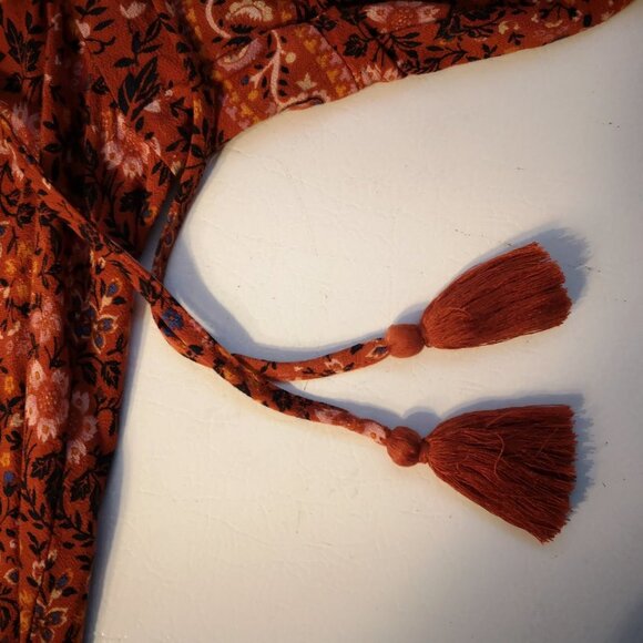 American Eagle Ladies Size XL Bo Ho Loose Fit Orange w/ Multi Colors Blouse - Picture 6 of 9